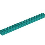 Lego kostka s otvory (kostička s dírami) 1x16, tmavě tyrkysová (4125547)